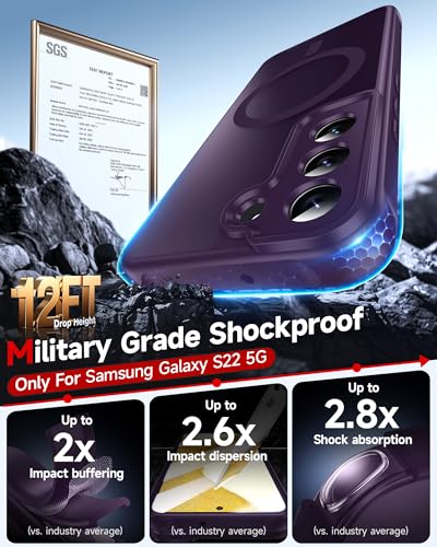 LeYi for S22-Phone Case Shockproof Slim Skin-Feel Transparent Funda, Purple | Phone Case Samsung S22, Magsade Magnetic Drop Protection Funda Para Nuevo Libre 256Gb Galaxy S 22 Case Galexy Cellular Phonr - color: Purple, size: Galaxy S22 (6.1 Inch)