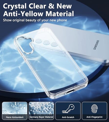 FNTCASE for Samsung Galaxy A35-5G Case: Clear Protective Phone Cases Slim Transparent Anti Yellowing Cover Rugged Shockproof Military Grade Drop Protection Tough Sturdy 6.6 Inch Clear - color: Clear
