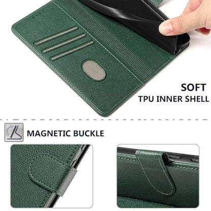 for Galaxy A17/A16 5G Phone Case Wallet RFID Blocking (Green) | Premium PU leather, card holder/cash slots, protective flip cover for Samsung Galaxy A17/A16, magnetic closure, kickstand - color: Green