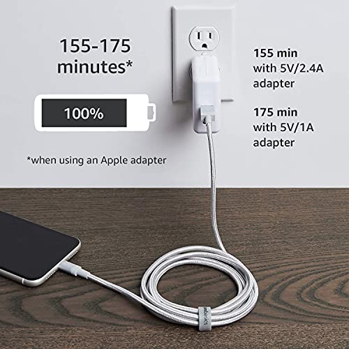 Amazon Basics USB-A to Lightning Charger Cable, MFi Certified, Nylon Braided Cord, Fast Charging for Apple iPhone 14 13 12 11 X Xs Pro, Pro Max, Plus, iPad, 6 Foot, Silver - size: 6 ft