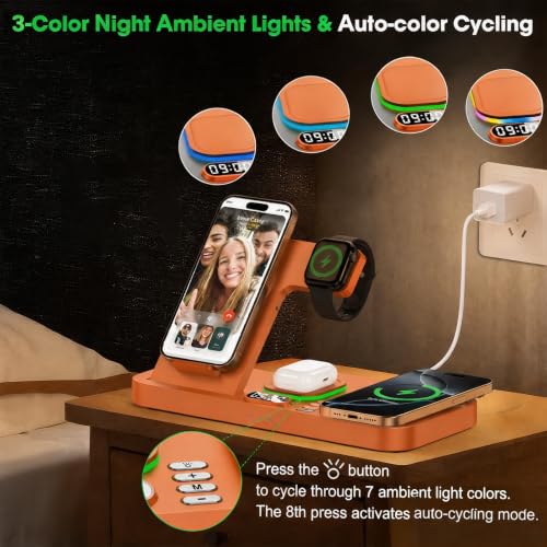 Dual Phone Foldable Wireless Charging Station for Apple, Couple&Family Use - color: Orange