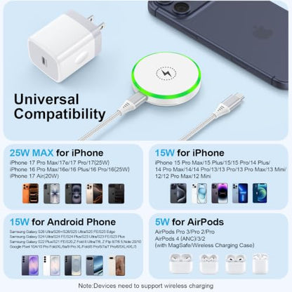 25W Wireless Charger Magnetic Phone Charger for Google Pixel 11Pro XL 10a 9 - color: white1