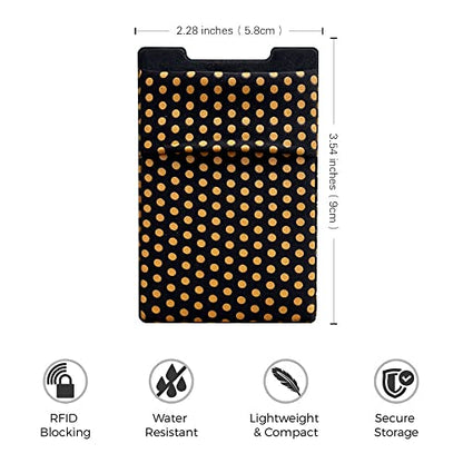RFID Blocking Phone Card Wallet Stretchy Lycra Wallet Pocket Credit Card ID Case Pouch Sleeve Adhesive Sticker Compatible with iPhone Android Smartphones (Polka Dot Yellow)-2PC - color: Dot Yellow