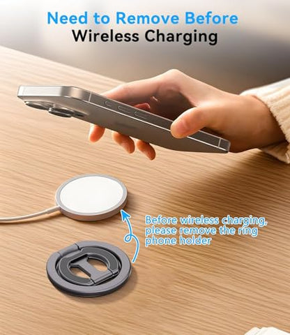 Magnetic Ring Holder for MagSafe Dual-Sided, Removable Phone Finger Grip Holder Adjustable Kickstand for iPhone 17/16/15/14/13 Series, Magnet Phone Stand Grip Compatible with Magnetic Car Mount