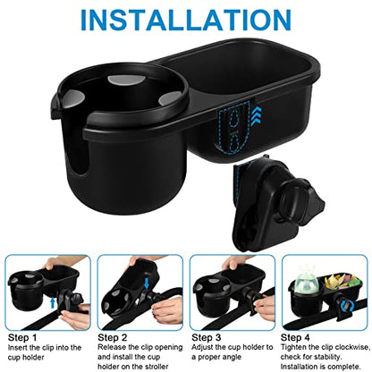 Accmor Stroller Cup Holder, Drinks Holder Bike Walker Wheelchair - color: Tray-Black