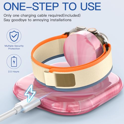 for Apple Watch Charger Stand, Magnetic Fast Charging Dock Portable Design - color: Marble Pink