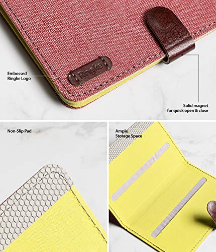 Ringke Flip Card Holder ID Adhesive 3M Premium Stick Fashion Multi-Card Slot Wallet Case Credit Card Cash Pouch Attachment Compatible with Most Smartphones, Android and More - Red - color: 1-Magnetic Red