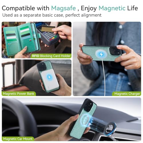 Varikke Wallet Case for iPhone 16 Pro Compatible with Magsafe, Mint Green - color: (Compatible with MagSafe) Mint, size: iPhone 16 Pro 6.3"