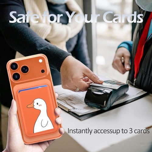 for Magsafe Card Holder | Kawaii Duck Leather Magnetic Wallet - color: Duck A