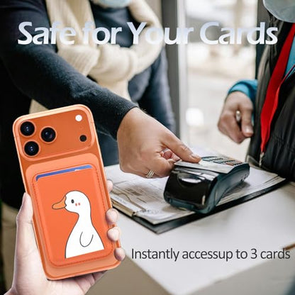 for Magsafe Card Holder | Kawaii Duck Leather Magnetic Wallet - color: Duck A