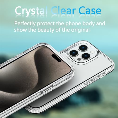 TENOC Phone Case Compatible with iPhone 15 Pro Max, Clear Case Anti-Yellowing Protective Bumper Hard Back Cover for 6.7 Inch - color: Clear Anti-Yellowing, size: iPhone 15 Pro Max