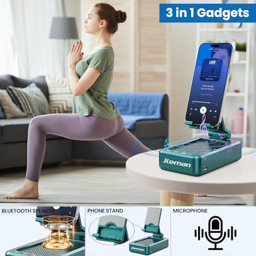JTEMAN Bluetooth Speaker with Cellphone Stand,Gifts for Men Tech Gadgets - color: Green