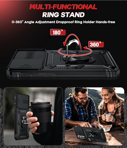 LeYi for Samsung-Galaxy S21 Phone Case: with Slide Camera Cover | Rugged Shockproof Cell Android Samsung S21 Case Cover Funda Magnetic Stand S 21 21S 5G, Black - color: TC Black, size: S21 5G 6.2inch