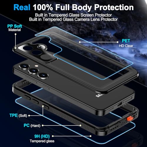 xiwxi Designed for Samsung Galaxy S24 Case Waterproof,[IPX8 Underwater Case][Full Body Shockproof][Military Drop Proof] for S24 Case,6.1 inch-Black - size: For Samsung S24-6.1"