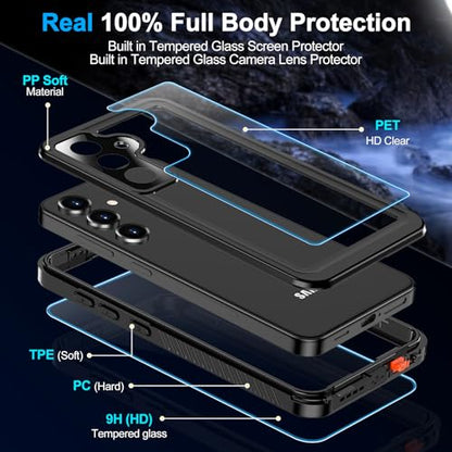 xiwxi Designed for Samsung Galaxy S24 Case Waterproof,[IPX8 Underwater Case][Full Body Shockproof][Military Drop Proof] for S24 Case,6.1 inch-Black - size: For Samsung S24-6.1"
