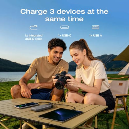 EF ECOFLOW Rapid 20000mAh Power Bank, 45W Max Fast Charging,Portable Phone Charger Built in USB C Cable and USB-C&A Port Digital Display Battery Bank for iPhone 17/16/15 Series, Samsung S23 ipad 11 - color: Black