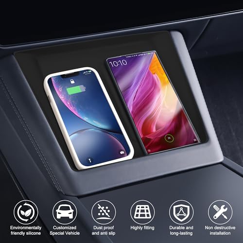 Frani Wireless Charging Pad Cover for 24-27 Tesla Model 3 Highland - color: Black, size: Model 3 Highland 2024-2026