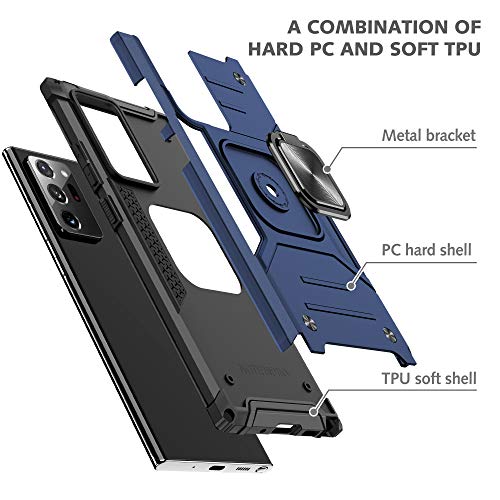 YmhxcY Galaxy Note 20 Ultra 5G Case with Self Healing Flexible TPU Film[1 Pack] Rotating Holder Phone Case for Galaxy Note 20 Ultra-KK Pure Blue - color: Blue, size: Note 20 Ultra