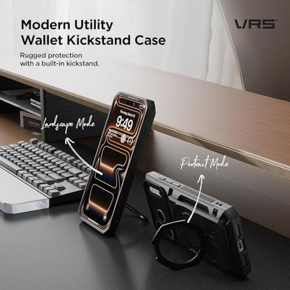 VRS DESIGN Damda Glide Hybrid for iPhone 17 Pro Max Case (2025) [Magnetic Card Wallet] [Stores 4 Cards] Heavy Duty Rugged Cover (No Wireless Charging) - Tactical Olive - color: Tactical Olive