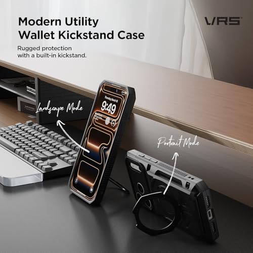 VRS DESIGN Damda Glide Hybrid for iPhone 17 Pro Max Case (2025) [Magnetic Card Wallet] [Stores 4 Cards] Heavy Duty Rugged Cover (No Wireless Charging) - Tactical Olive - color: Tactical Olive