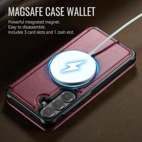 for Galaxy S26 Plus Slim Wallet Case Wireless Charging, WineRed - color: Wine Red, size: Galaxy S26 Plus