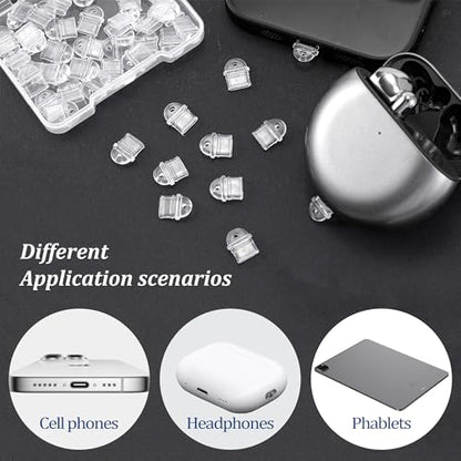 50 Pcs White Anti Dust Silicone Type C Charging Port, Dust Plug Set