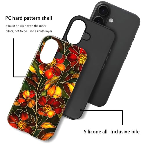 Compatible with iPhone 17,Anti-Scratch Glossy Case Cover,Stained Glass Flower 03 - color: Stained Glass Flower 03, size: IPhone 17