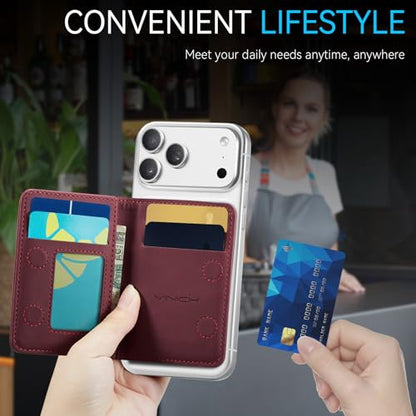 Vinich for MagSafe Wallet Magnetic RFID Blocking Card Holder, Burgundy - color: Burgundy