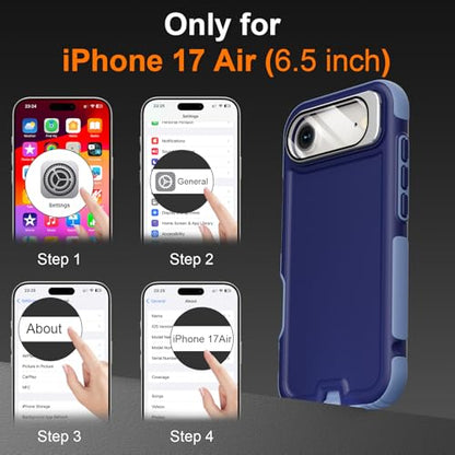 Follaroma Magnetic for iPhone 17 Air Case with Camera Stand, Blue-Purple | Built-in Glass Camera Cover,Compatible with MagSafe,Heavy Duty Shockproof Protective,Military-Grade Anti-DropDual Layer Cover - color: Blue-Purple, size: iPhone 17 Air 6.5''