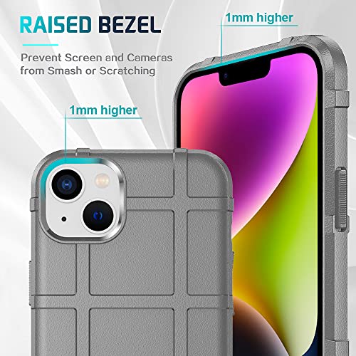 Rugged Shield 8ft Drop Proof TPU Thick Armor Tactical Protective Case Compatible with iPhone 14 Plus (6.7 inches) - Concrete Grey - color: Concrete Grey, size: iPhone 14 Plus