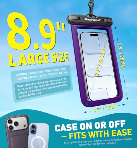 Hiearcool Waterproof Phone Pouch, Waterproof Phone Case, Blue&Purple 2-Pack | Durable multilayer IPX8 protection; touchscreen access and fit up to 8.9 inches; cruise essentials 2026 for beach and pool - color: Blue & Purple