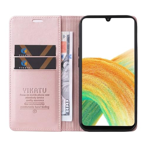 Compatible with Samsung Galaxy A23 Wallet Case PU Leather Flip Folio Case with Card Holder Magnetic Closure Shockproof Protective Phone Cover Rose Gold - color: Rose Gold, size: Samsung A23