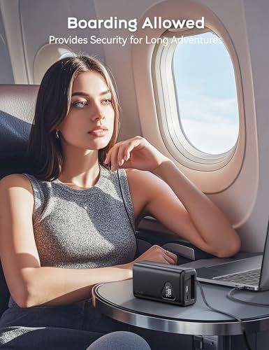 RORRY Laptop Power Bank, 25000mAh 65W Portable Charger Retractable Cables - color: Black