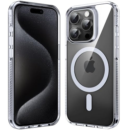 Supdeal Magnetic Clear Case for iPhone 15 Pro Max, [Compatible with MagSafe] [Non Slip Bumper & Not Yellowing] Military Grade Shockproof Transparent Silicone Phone Cover, 6.7", Transparent - color: Transparent, size: iPhone 15 Pro Max