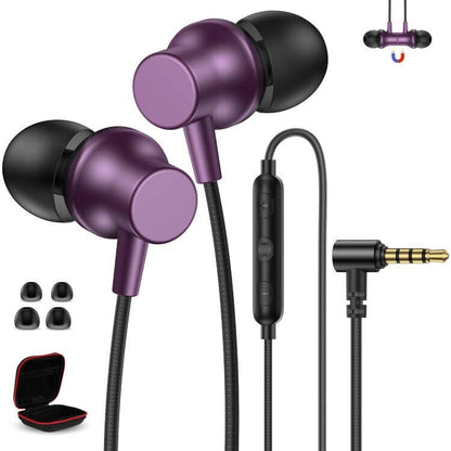 3.5mm Headphones Wired Earbuds for Laptop School Computer PC,Purple - color: Purple