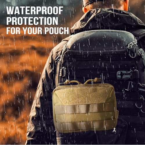 OneTigris MOLLE Pouch, Tactical Admin Pouch Belt EDC Tool Organizer Zippered Utility Waist Pack 7.5"x5"x2" - color: Brown