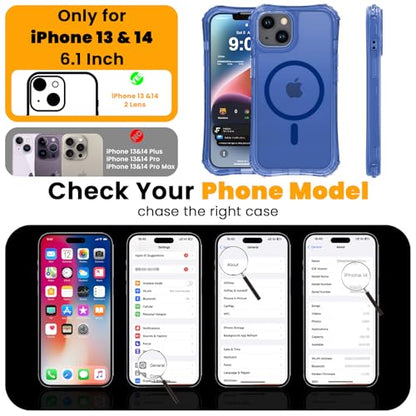 WRJ Magnetic Matte for iPhone 13 Case,iPhone 14 Case,[Compatible with MagSafe][Military Grade Drop Protection] Translucent Anti-Fingerprint Full Body Shockproof Phone Case-Blue - color: Blue, style: Matte