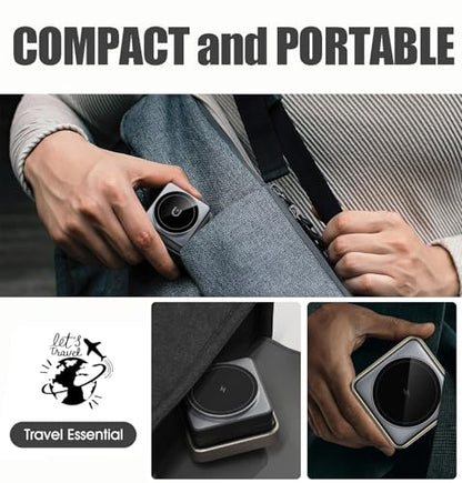 Portable 3 in1 Magsafe Wireless Charger Station for Apple iPhone, Multiple Devices, Foldable Travel Charging Stations, Magnetic Fast Charger with Light for iPhone 12-16 Series for Apple Watch & Airpod