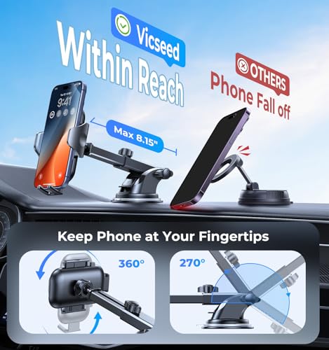 VICSEED 2026 Upgraded [86LBS Ultra-Powerful Suction] Car Phone Holder Mount - color: Black
