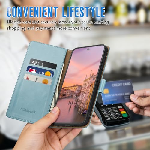 Wallet Case for Samsung Galaxy A16 5G, Sky Blue | RFID-Blocking Card Holder, Kickstand, Magnetic Closure, PU Leather Folio Flip Cover, Protective Women Men Cases - color: Sky Blue, size: SamsungGalaxy A16