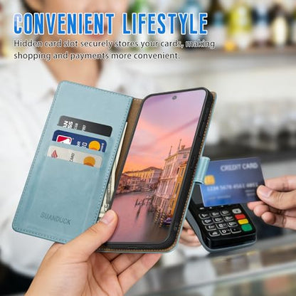 Wallet Case for Samsung Galaxy A16 5G, Sky Blue | RFID-Blocking Card Holder, Kickstand, Magnetic Closure, PU Leather Folio Flip Cover, Protective Women Men Cases - color: Sky Blue, size: SamsungGalaxy A16
