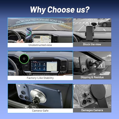 Phone Holder for Chevy Silverado 1500/2500/3500 (2022-2026, ONLY Fits 13.4" Screen), MagSafe Car Mount, 15W Magnetic Wireless Charger, 360° Rotating, Hands Free, 2023 Silverado Accessories Interior - size: Chevy Silverado 1500 | 2022-2026 (13.4" Screen)