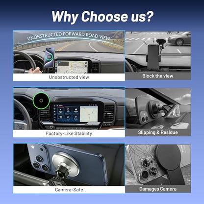 Phone Holder for Chevy Silverado 1500/2500/3500 (2022-2026, ONLY Fits 13.4" Screen), MagSafe Car Mount, 15W Magnetic Wireless Charger, 360° Rotating, Hands Free, 2023 Silverado Accessories Interior - size: Chevy Silverado 1500 | 2022-2026 (13.4" Screen)