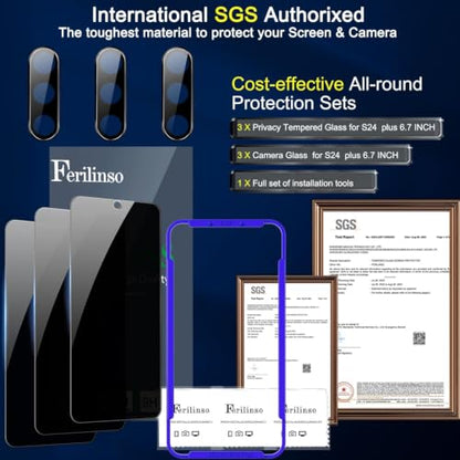 Ferilinso 3 Pack Privacy Screen Protector for Samsung Galaxy S24 Plus - size: Samsung Galaxy S24 Plus 6.7 INCH