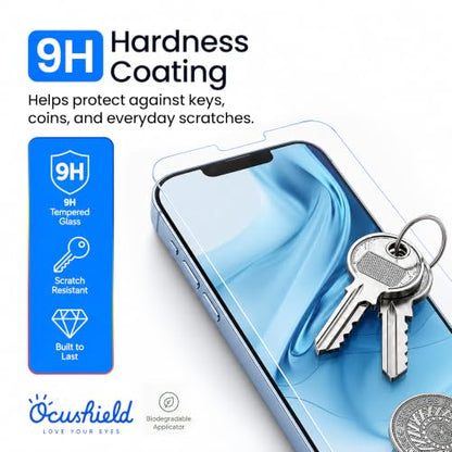 Ocushield Anti Blue Light Tempered Glass Screen Protector of iPhone 13 Pro Max & iPhone 14 Plus (6.7") – Blocks Blue Light, Prevents Eye Strain & Helps You Sleep Better, 9H Hardness & Case Friendly - size: iPhone 13 Pro Max | 14 Plus (6.7")