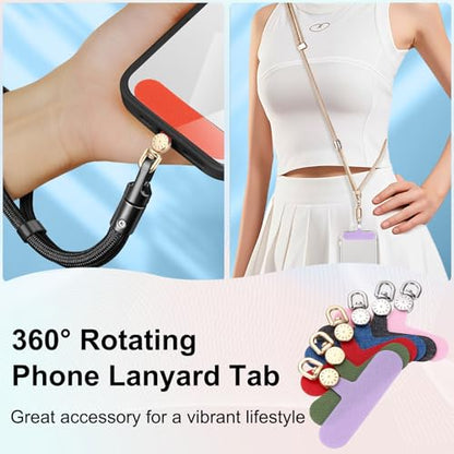 uxcell Rotating Phone Lanyard Tab Ultra-Thin No-Adhesive Phone Tether Patch - color: Silver Dial, Burgundy Patch