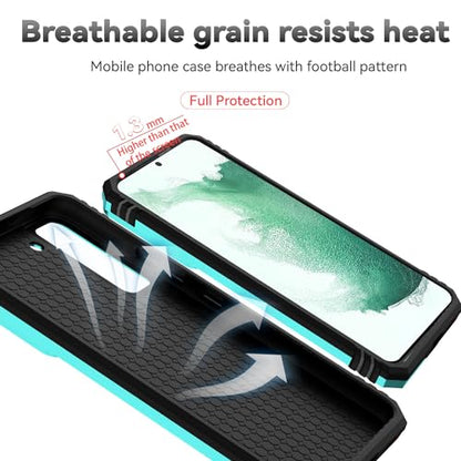 for Samsung Galaxy S22 Case with Camera Lens Cover HD Screen Protector, Dual Layer Military-Grade Drop Tested Magnetic Ring Holder Kickstand Protective Phone Case for Samsung Galaxy S22 5G (Mint) - color: Mint with camera cover Military-Grade 2nd gen