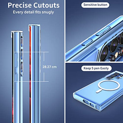 for Samsung Galaxy S23 Ultra Case Clear Magnetic Phone Case [Compatible with MagSafe] Slim Transparent Hard Back Case Cover Military Drop Protection Case - color: Clear, size: S23 Ultra
