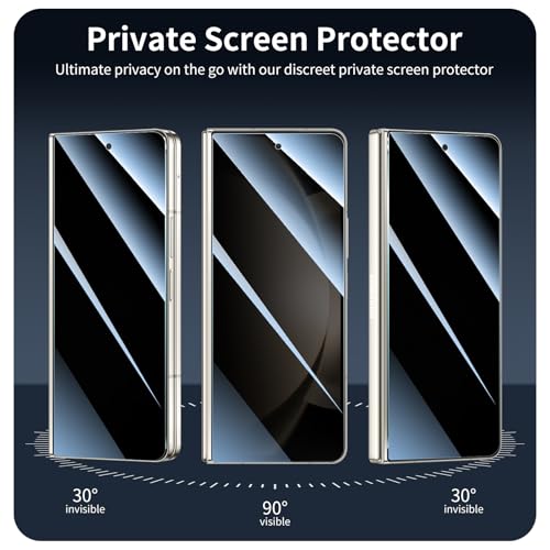 Privacy Screen & Camera Lens Protector for Samsung Galaxy Z Fold5, Double Shatterproof Anti-Spy Tempered Glass, Private Black Protection, 9H Hardness Anti-Scratch Case-Friendly, 3 Pack Each - color: Fold5 Black