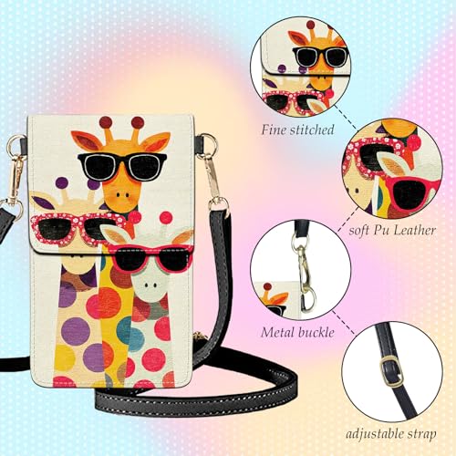Small Crossbody Bags for Women Touchscreen Cell Phone Bag Cross Body Purses with adjustable Strap,Gifts For Teenage Girls - color: vibrant polka-dot giraffe